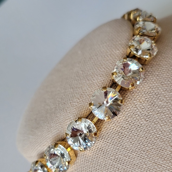 Austrian Crystal Tennis Bracelet in Gold - Picture 9 of 10